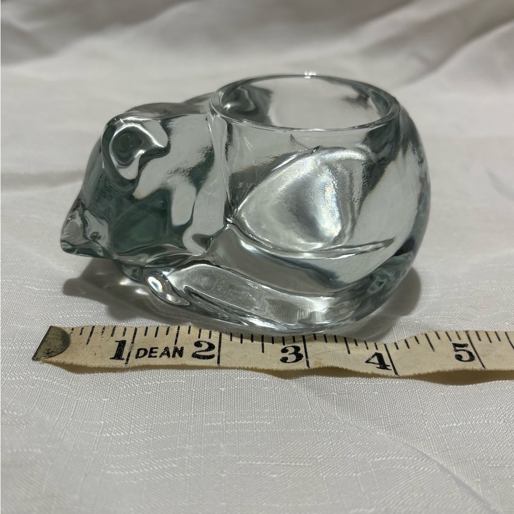 Vintage Indiana Glass Sleeping Cat Votive